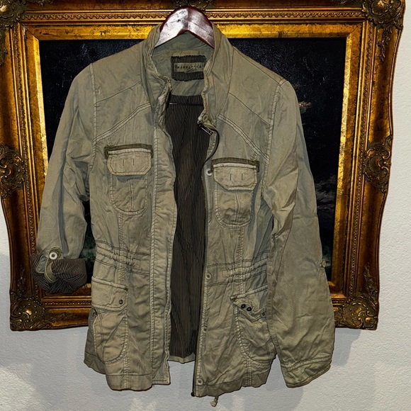 Marrakech Anthropologie Green Utility Women’s Jacket Military Roll Tabs Size S - Picture 1 of 7